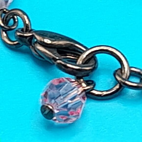 Vintage Pink Crystal Bead Wire Wrapped Necklace, Pink Beads, 34 Inches - Picture 9 of 10